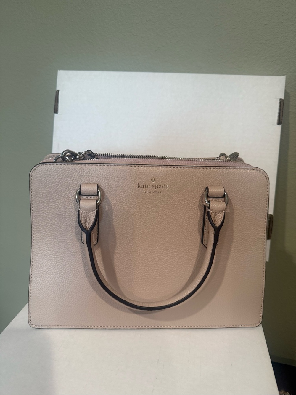 kate spade Pebbled Leather Satchel in Blush Pink
